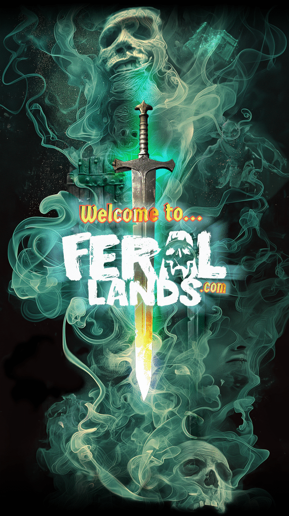 Column of imagination behind the FeralLands logo